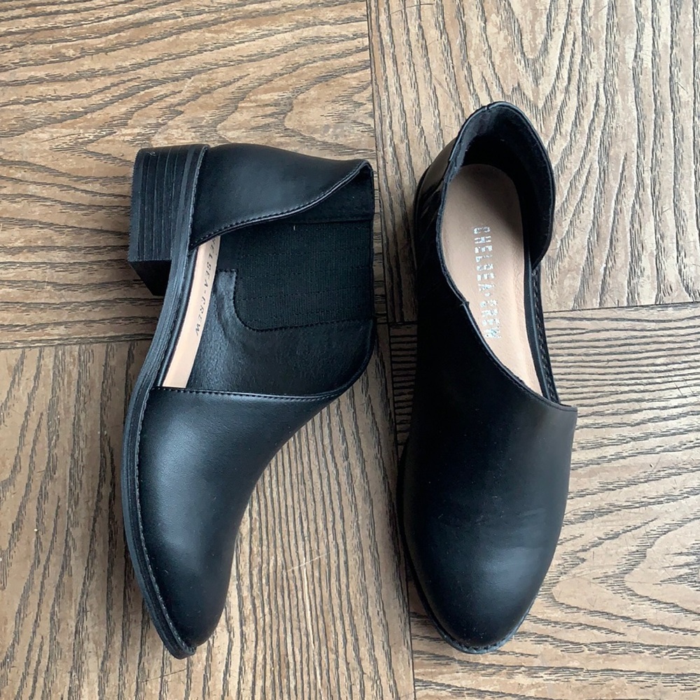 NEW Black faux leather half open bootie